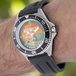 Reloj De Pulsera Funny Feliz Personalizado de Camper con tu nombre