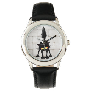 Reloj De Pulsera Funny Fierce Black Cat Personalizado