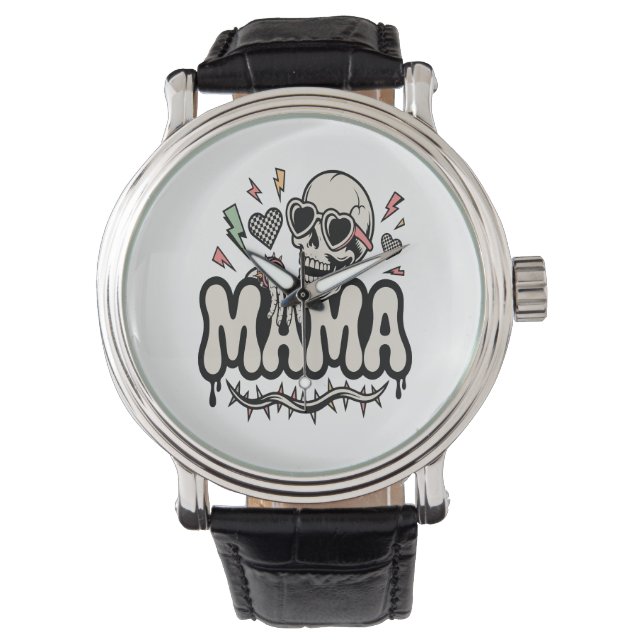 Reloj De Pulsera Funny Halloween Mama Guay Skull (Anverso)