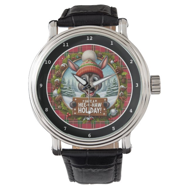 Reloj De Pulsera Funny Holiday Donkey Christmas  (Anverso)