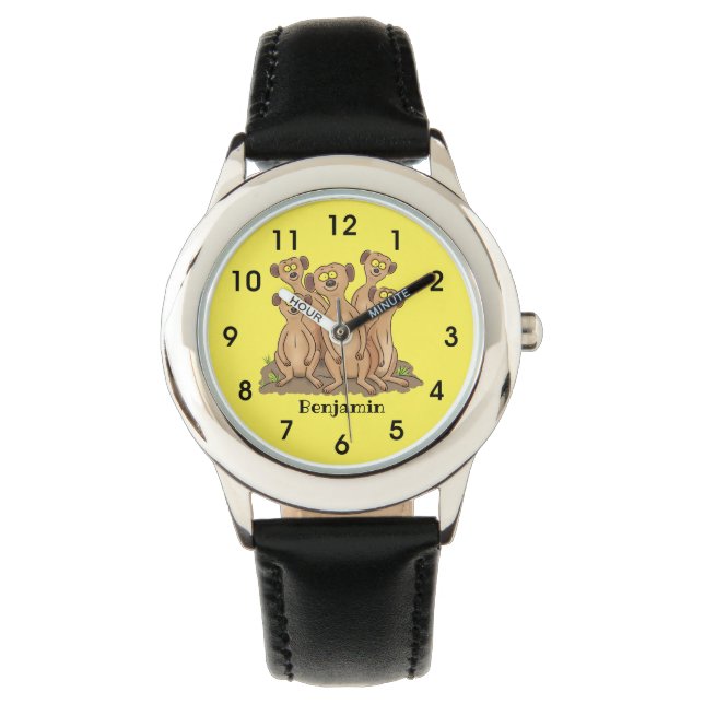Reloj De Pulsera Funny meerkat ilustracion personalizado familiar (Anverso)