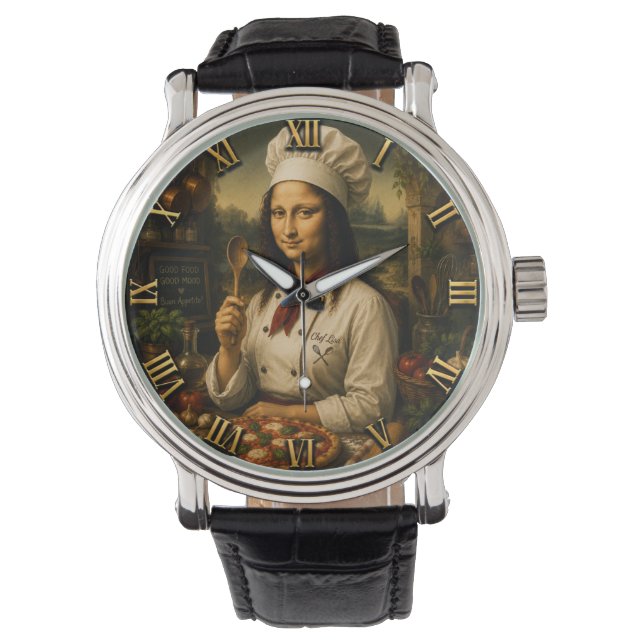 Reloj De Pulsera Funny Mona Lisa Chef  Kitchen Decor (Anverso)