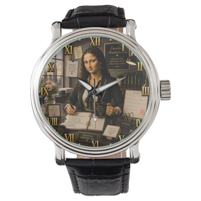 Reloj De Pulsera Funny Mona Lisa Executive Assistant (Anverso)
