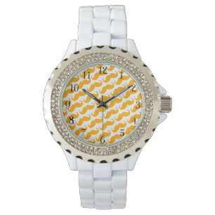 Reloj De Pulsera Funny Naranja de moda Neon Mustache
