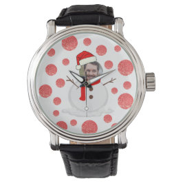 Reloj De Pulsera Funny Personalized Photo face snowman navidades