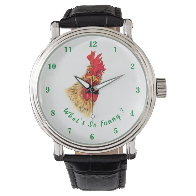 Reloj De Pulsera Funny Rooster Watch - Personalizado Textos (Anverso)