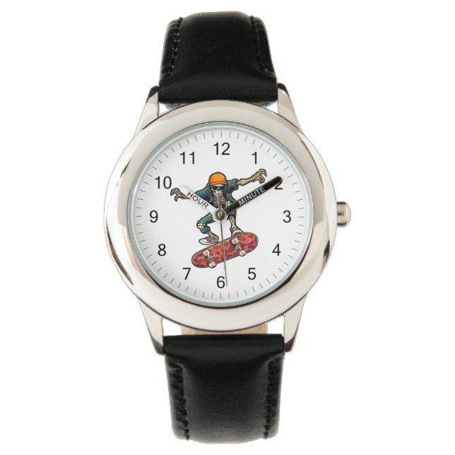 Reloj De Pulsera Funny Skeleton Skateboard vintage Skateboarding (Anverso)