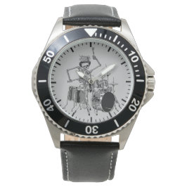 Reloj De Pulsera Funny Top Hat Skeleton Drummer tema de la música