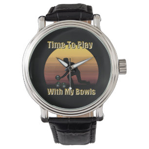 Reloj De Pulsera Funny vintage Lawn Bown juega tiempo, mira
