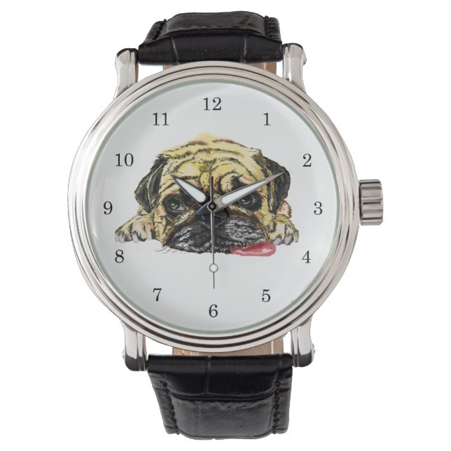 Reloj De Pulsera Funny Watch with Pug Dog (Anverso)