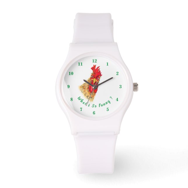 Reloj De Pulsera Funny Watch with Surprised Rooster - Playful (Anverso)