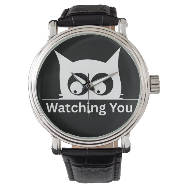 Reloj De Pulsera Funny Watching You Cat Cute Minimal (Anverso)