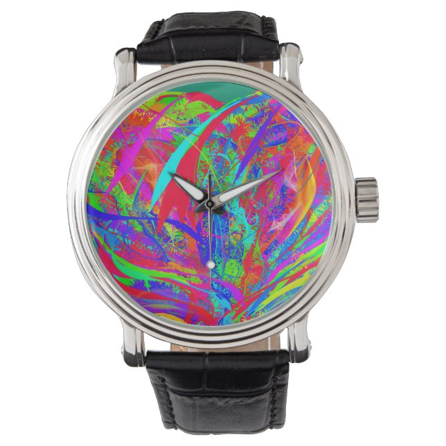 Reloj De Pulsera Furry Rainbow Colored Flower (Anverso)