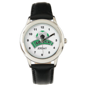 Reloj De Pulsera Fútbol Verde personalizado para niños