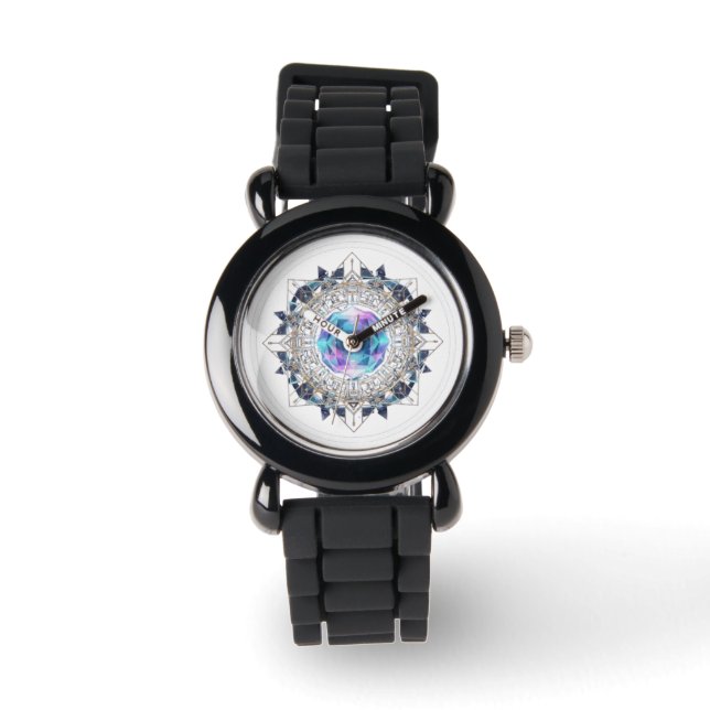 Reloj De Pulsera Futuristic Crystal Mandala – Geometric Tech Art (Anverso)
