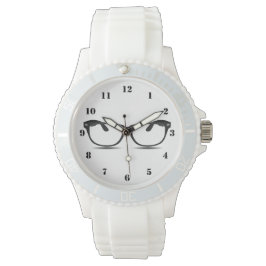 RELOJ DE PULSERA GAFAS CLÁSICAS NEGRO Y BLANCO (CON NUMERALES)