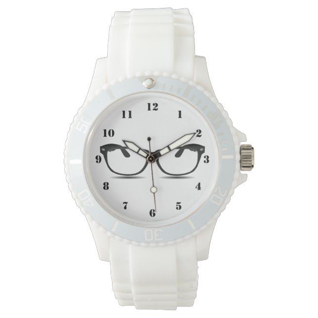 RELOJ DE PULSERA GAFAS CLÁSICAS NEGRO Y BLANCO (CON NUMERALES) (Anverso)
