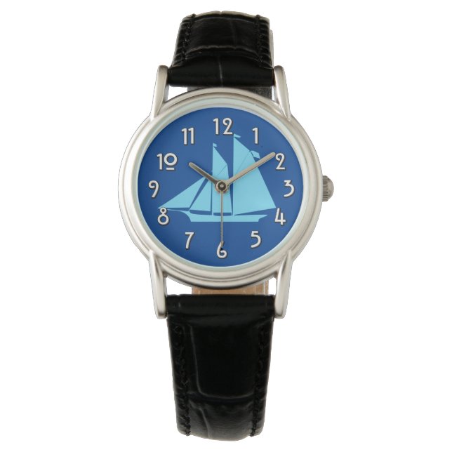 Reloj De Pulsera Gaff Ketch Sailboat Silhouette (Anverso)