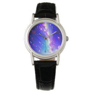 Reloj De Pulsera Galaxia azul celeste y rosa