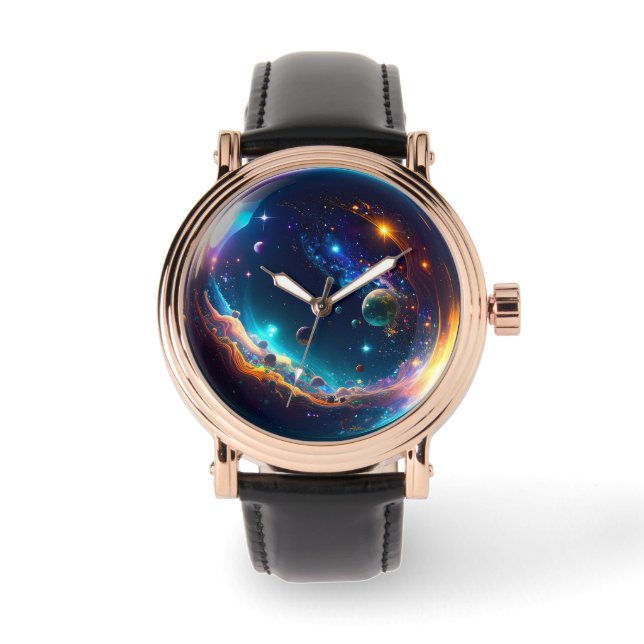 Reloj De Pulsera Galaxia de burbujas cósmicas arte de fantasía (Anverso)