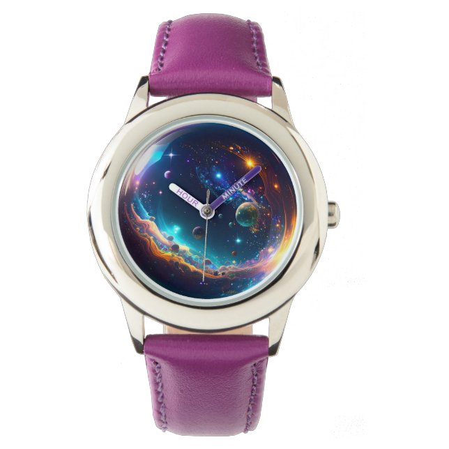 Reloj De Pulsera Galaxia de burbujas cósmicas arte de fantasía (Anverso)