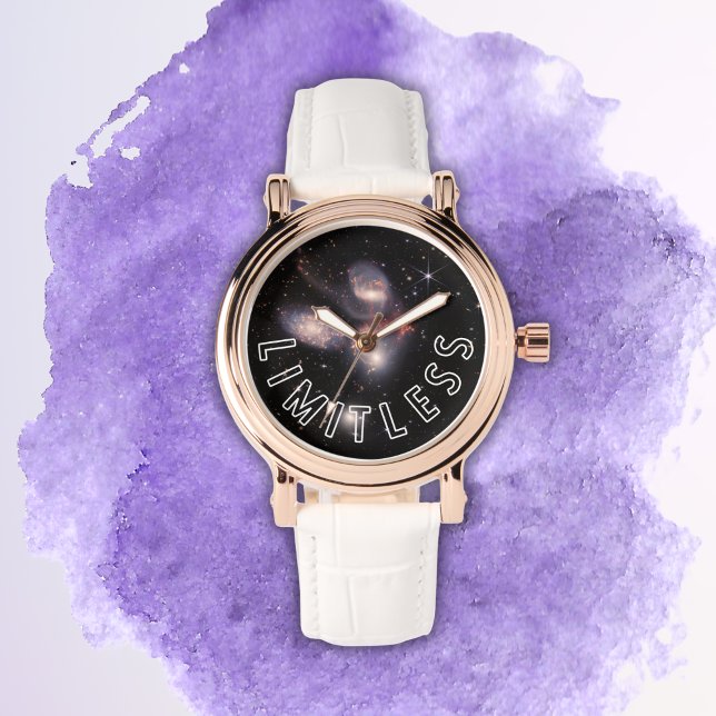 Reloj De Pulsera Galaxia Inspiradora ilimitada (This cosmic watch features the positive reminder that you are limitless.)
