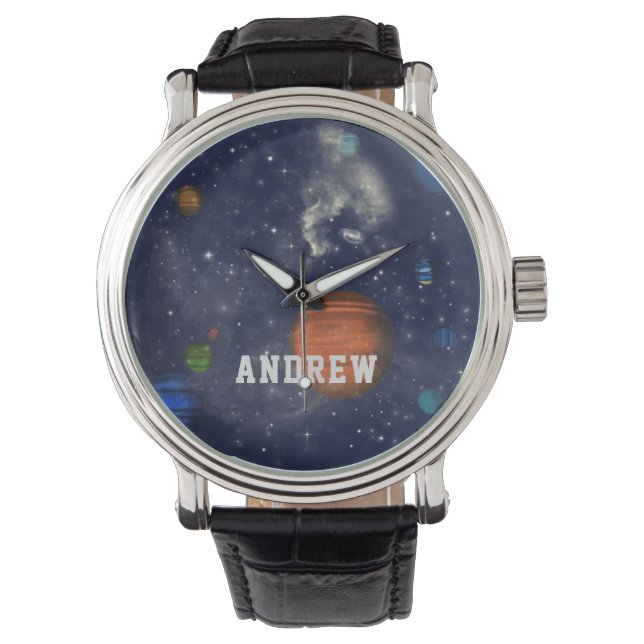 Reloj De Pulsera Galaxias con estrellas y planetas en el espacio (Anverso)