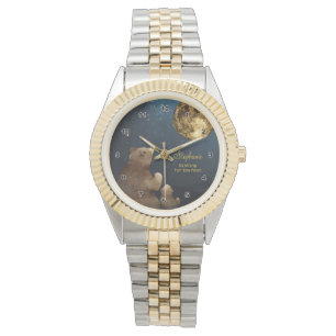 Reloj De Pulsera Galaxy Bear Moon & Stars Purpurina Monogrammed Cut