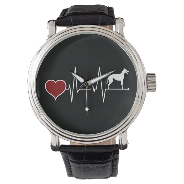 Reloj De Pulsera Galgo Espanol Dog Greyhound Heartbeat (Anverso)