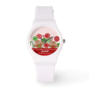 Reloj De Pulsera Galletas de galleta de Navidades rojos