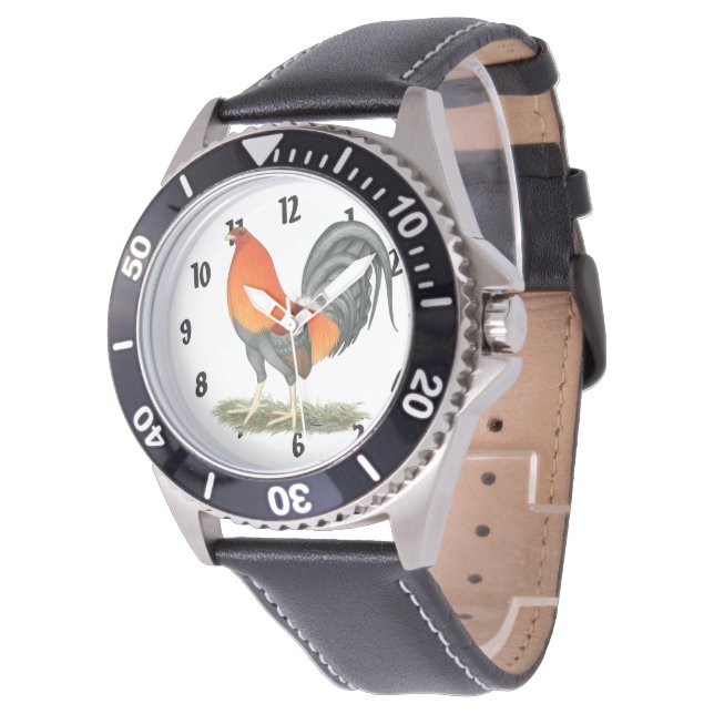 Reloj De Pulsera Gallo Azul Rojo Gamecock (Angular)