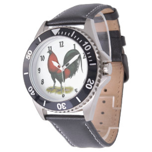 Reloj De Pulsera Gallo Rojo Negro de Juego Americano