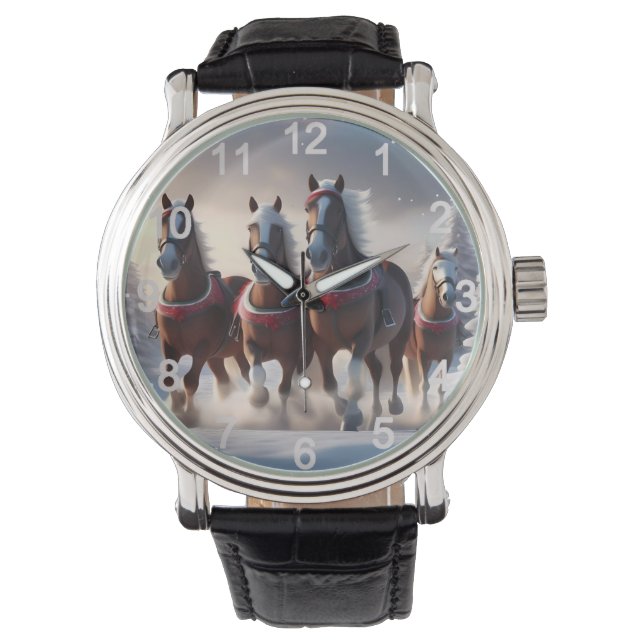 Reloj De Pulsera Gallopando a través de la nieve: los caballos mági (Anverso)