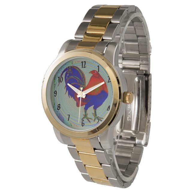 Reloj De Pulsera Gamecock: Rooster impresionista (Angular)