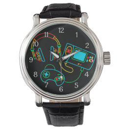 Reloj De Pulsera Gamer Retro Neon Black