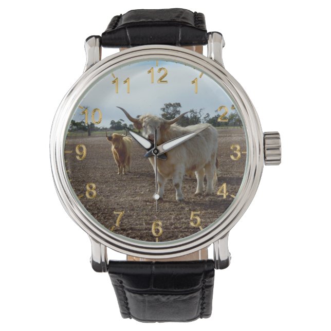 Reloj De Pulsera Ganado vacuno suelto: Heredero de trigo de vacas d (Anverso)
