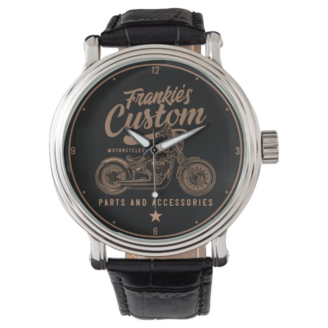 Reloj De Pulsera Garaje de motocicleta Bobber Personalizado de moto (Anverso)