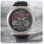 Reloj De Pulsera Garaje para motociclistas Rebel Cruiser Personaliz<br><div class="desc">Diseño de garaje para motociclistas Motorcycle Rebel Cruiser,  que incluye Cruiser Grat con Ape Hangers. Personalizar con su nombre o texto personalizado.</div>