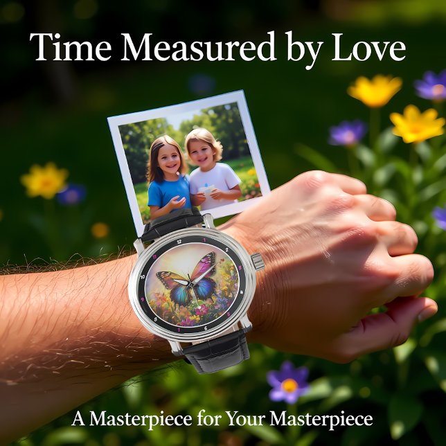 Reloj De Pulsera Garden's Embrace" - Vibrant Butterfly (Subido por el creador)