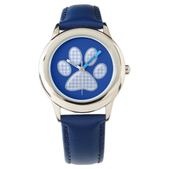 Reloj De Pulsera garra gata gingham - azul (Anverso)
