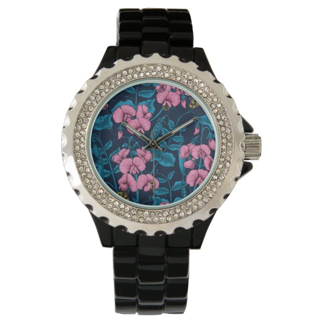 Reloj De Pulsera Garzas y abejorros dulces, rosa y azul (Anverso)