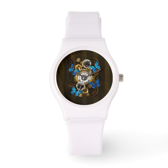 Reloj De Pulsera Gases de vapor y mariposas azules (Anverso)