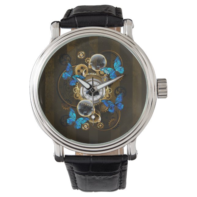 Reloj De Pulsera Gases de vapor y mariposas azules (Anverso)