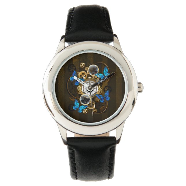 Reloj De Pulsera Gases de vapor y mariposas azules (Anverso)