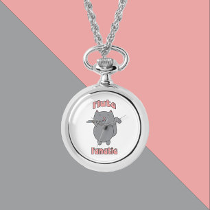 Reloj De Pulsera Gata gris fanática de la flauta divertida
