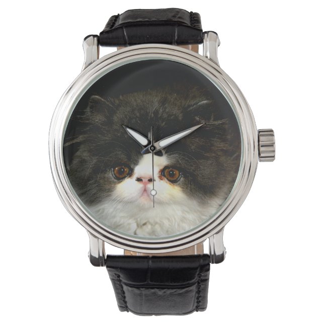 Reloj De Pulsera Gatito blanco y negro (Anverso)