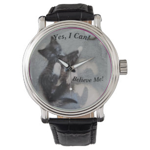 Reloj De Pulsera Gatito Con Ratón Personalizable Foto De Gato Funny