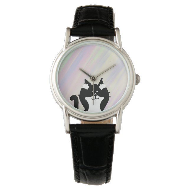 Reloj De Pulsera Gatito Cubriendo Orejas con Fondo (Anverso)