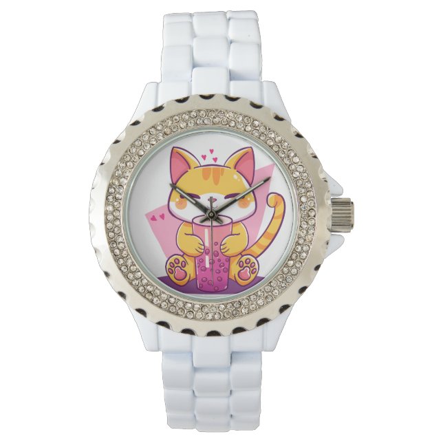 Reloj De Pulsera Gatito de Bubble Tea (Anverso)