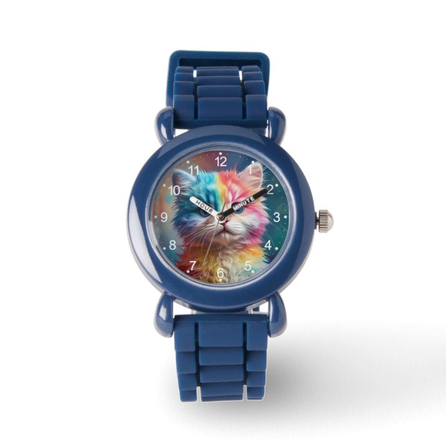 Reloj De Pulsera Gatito de color arcoiris (Anverso)